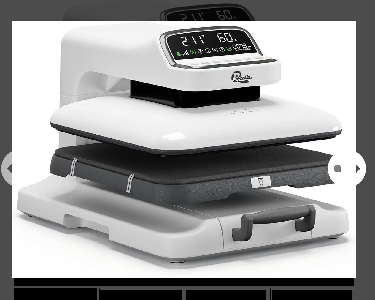 Rizzliz 15x15 Inch Auto Heat Press Machine with Smart Built-in Quantity Counter and Digital Display