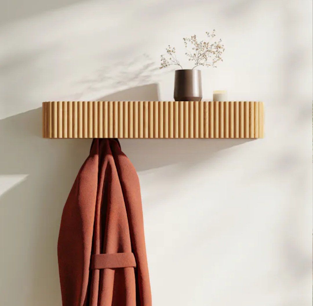 Article Liv 32" Shelf & Coat Rack - Brass / White Oak