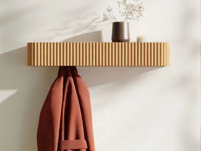 Article Liv 32" Shelf & Coat Rack - Brass / White Oak