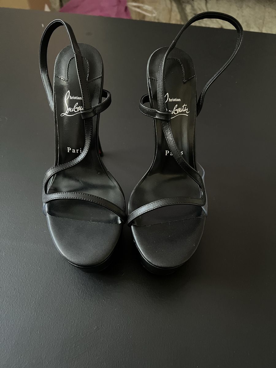 Christian Louboutin Black Leather Platform Heels Size 6