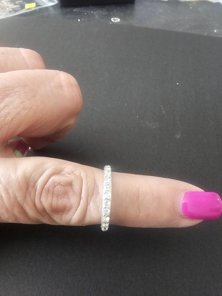 Sparkling Silver-Tone Crystal Band Ring - Dainty, Fashionable & Versatile Accessory