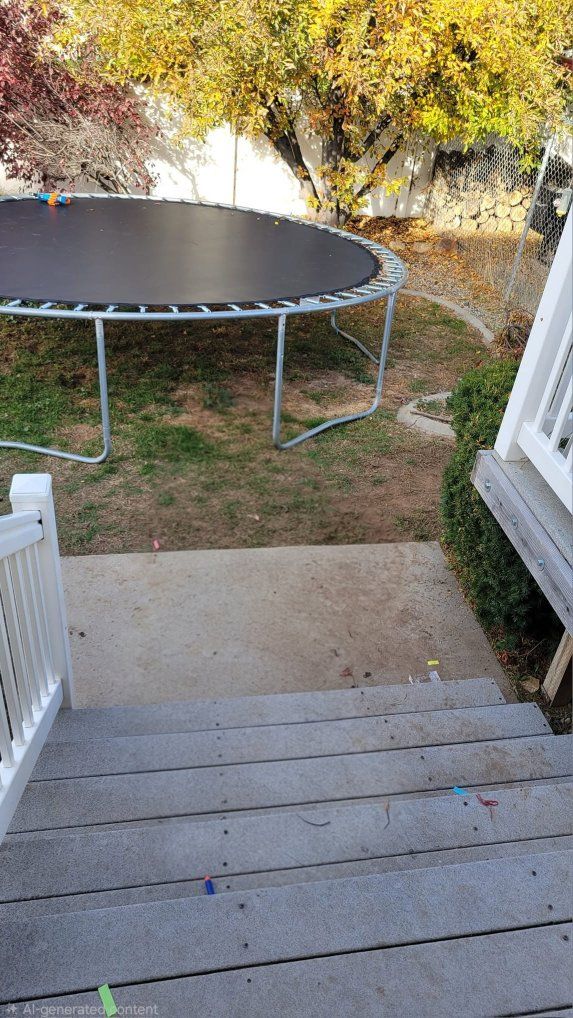 Used 14ft Round Trampoline with Mat, Springs, and Frame - Great for Outdoor Fun