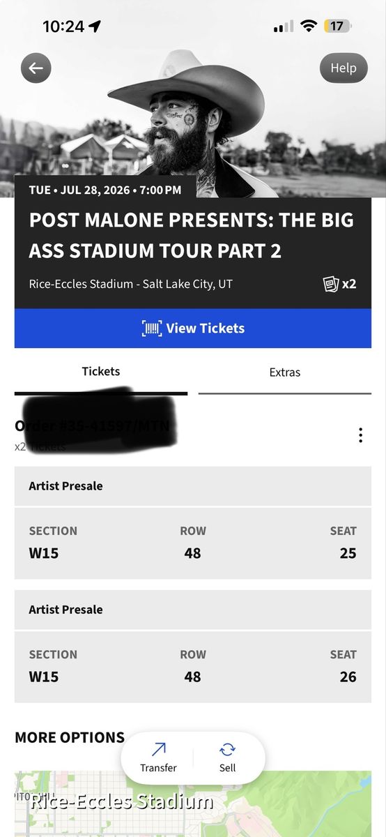 2 Post Malone and Jelly Roll tickets SLC 7/28