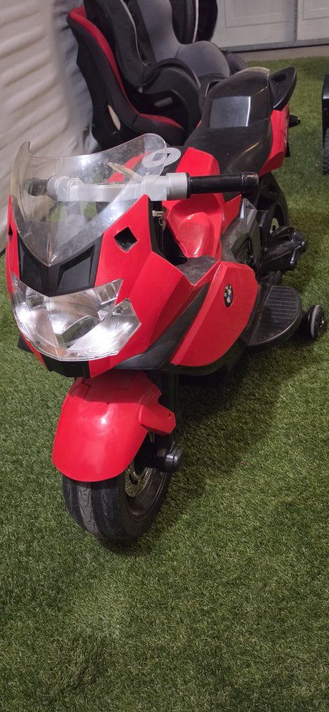 BMW K1300S Kids Electric Ride-On Motorcycle - Red, Training Wheels