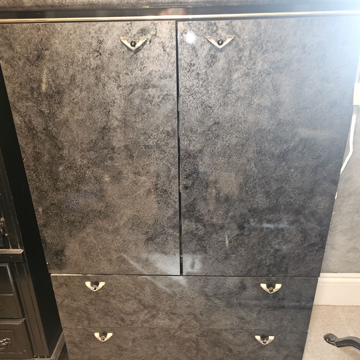 Dark Armoire Dresser Gold Accents