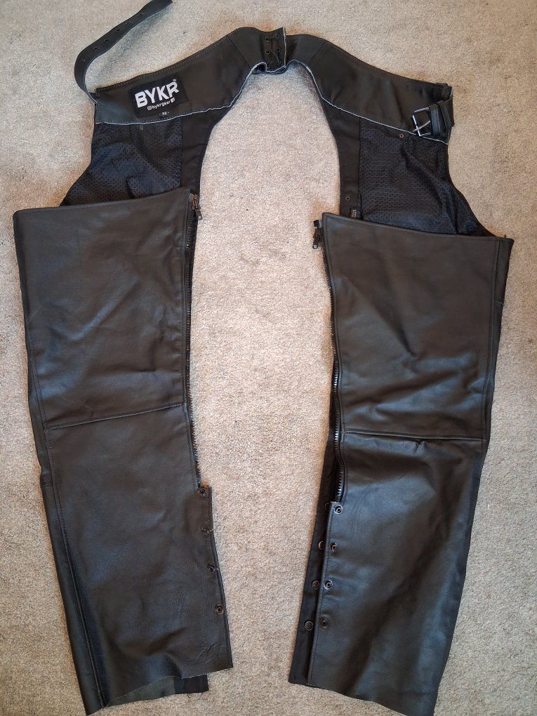 BYKR Gear Leather Chaps Black Size 32