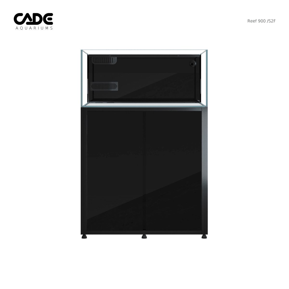 Cade Reef 900 / S2F Aquarium System - Modern Black Tank & Cabinet