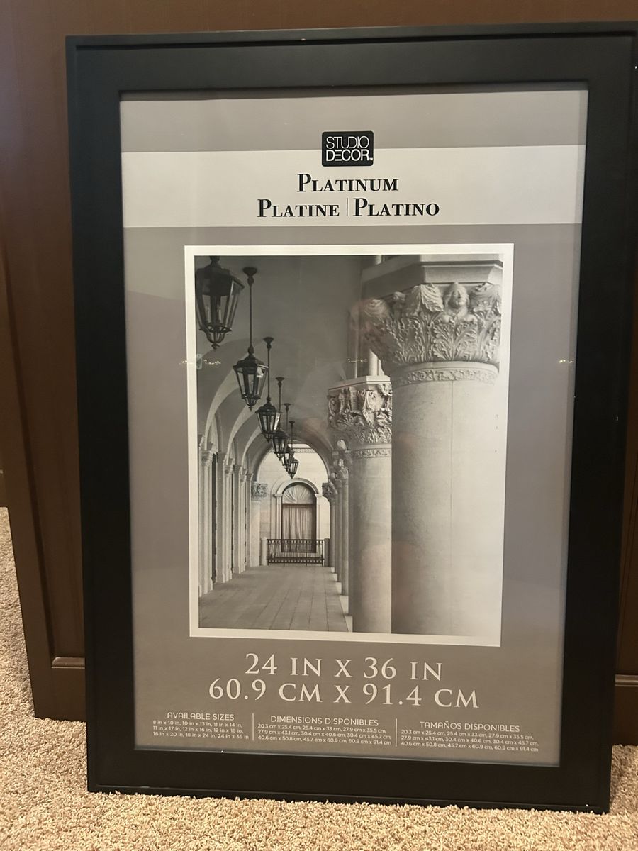 Never used. Studio Decor Platinum Black Picture Frame 24 x 36 in