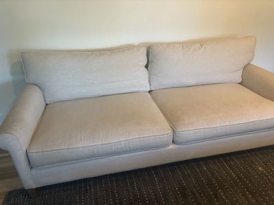 Crate and Barrel Light Beige Linen Couch