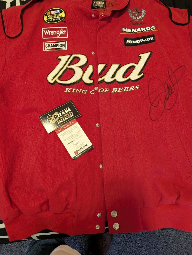 Budweiser NASCAR Chase Authentics Racing Jacket - Red, Embroidered Logos, Men's