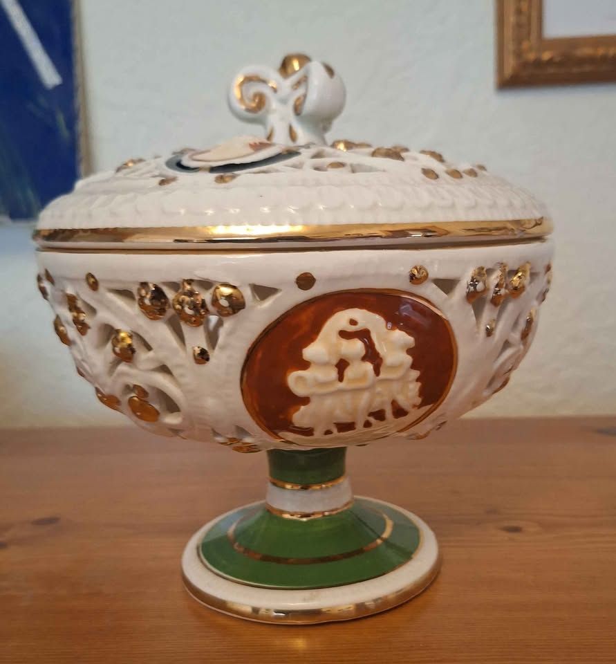 Antique Gold Gilded Dish with Lid