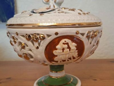 Antique Gold Gilded Dish with Lid