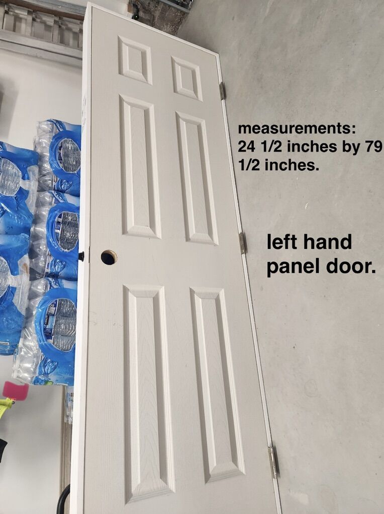 6 Panel Left Hand White Door 24.5 x 79.5in