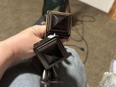 Dark Bronze Square Pyramid Curtain Rod Finials & Brackets - Set of 2
