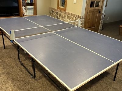 Folding Ping Pong Table - Full Size Table Tennis with Net, Blue