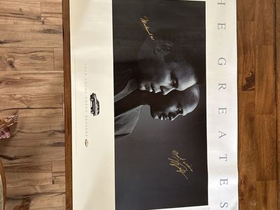 24x40 Promo Poster Dual Hand Signed Vintage Auto Michael Jordan & Auto Muhammad Ali The Greatest Poster Chevy Dealers Promotion