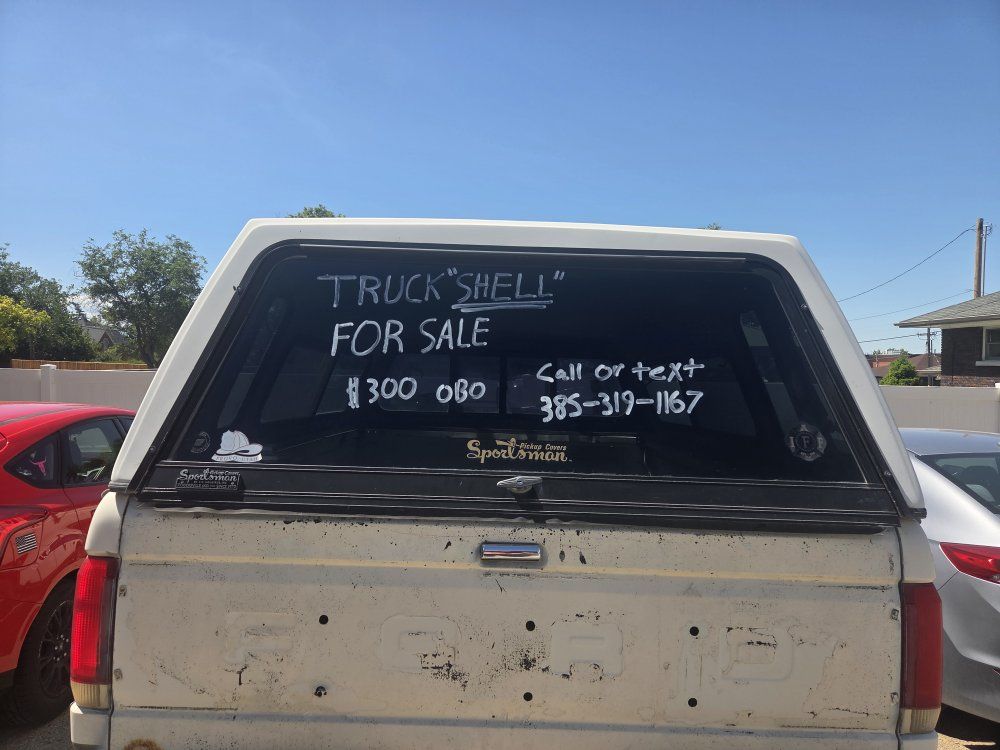 White Truck Shell/Topper for Full-Size Pickup - Used Condition, With Windows