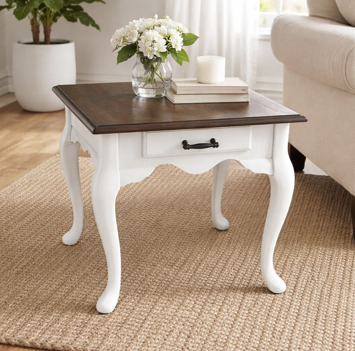 French Country End Table – Solid Wood