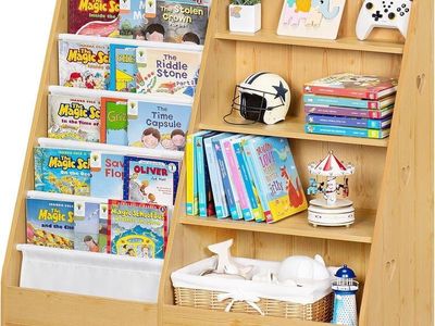 HUANG 4 Tier Kids Bookshelf & Storage Organizer -