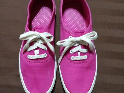 Vibrant Pink Canvas Sneakers - Women's US Size 7