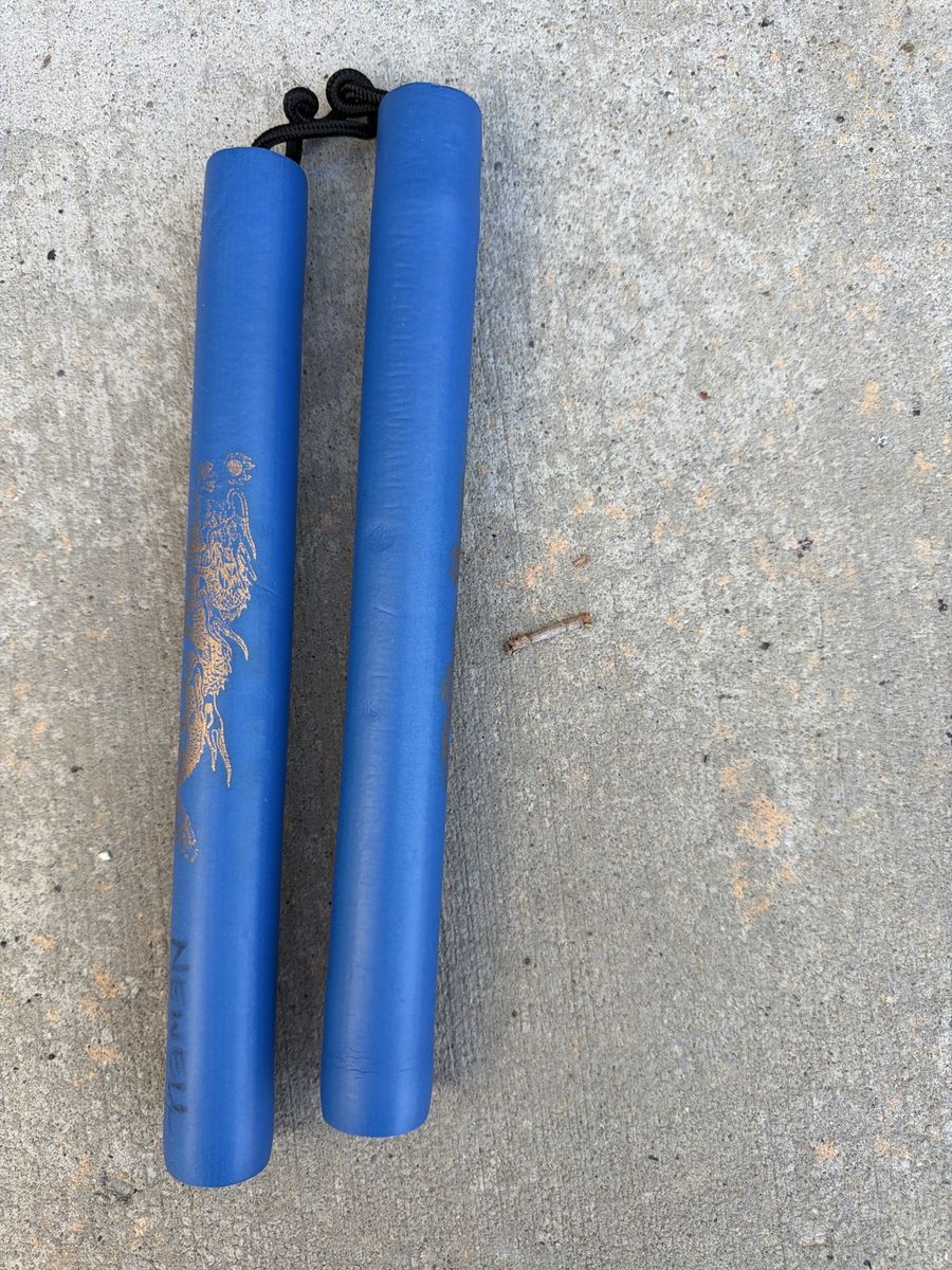 Blue Foam Training Nunchucks with Dragon Print