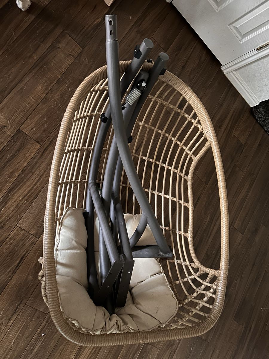 Wicker Hanging Egg Chair with Stand - Patio/Indoor Swing