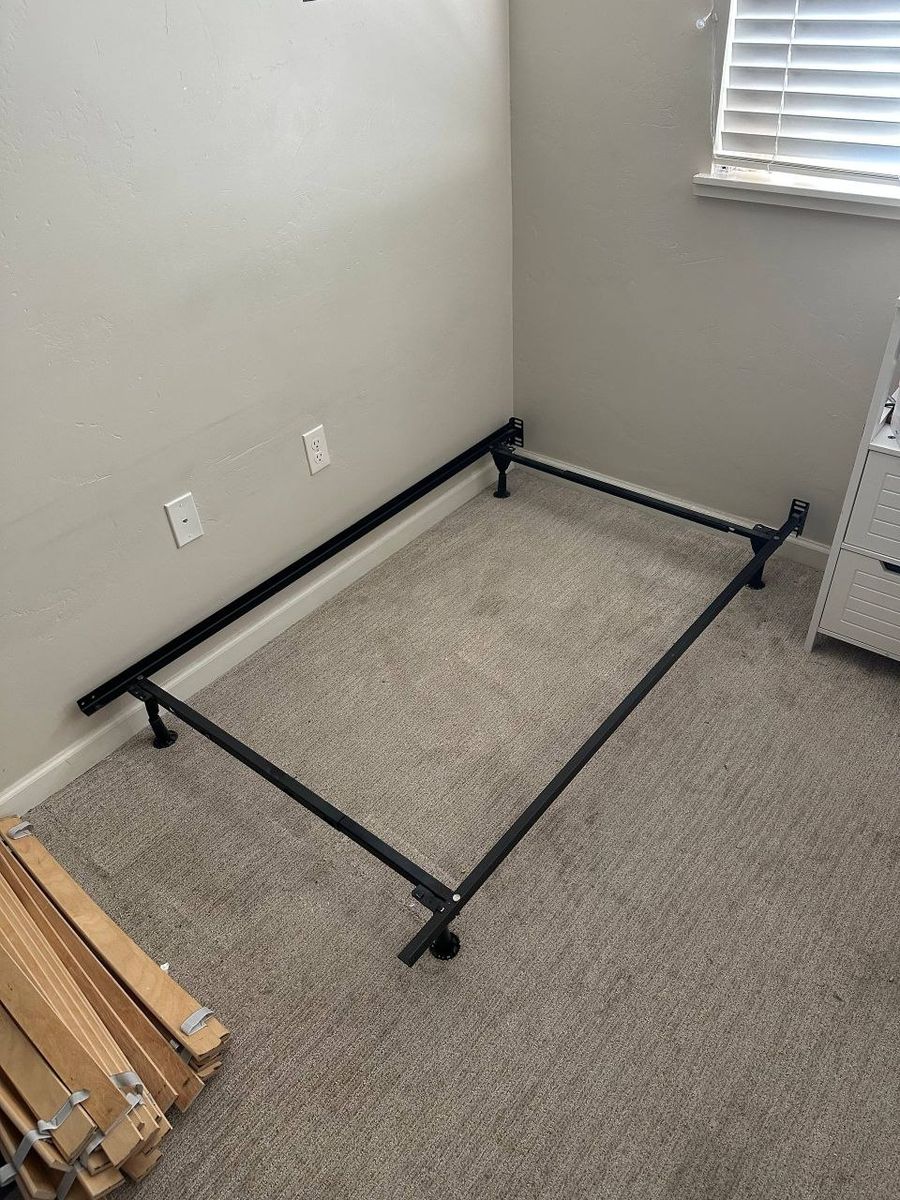 Metal Bed Frame with Mattress and Box Spring