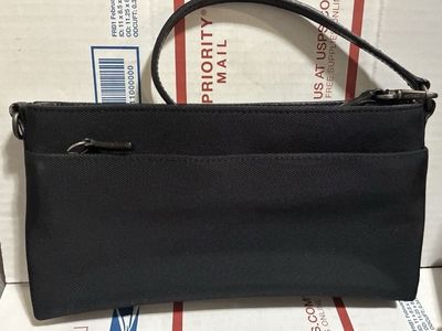 VERY Nice!! Coach Black Canvas And Leather Purse/Clutch/Wristlet 7407