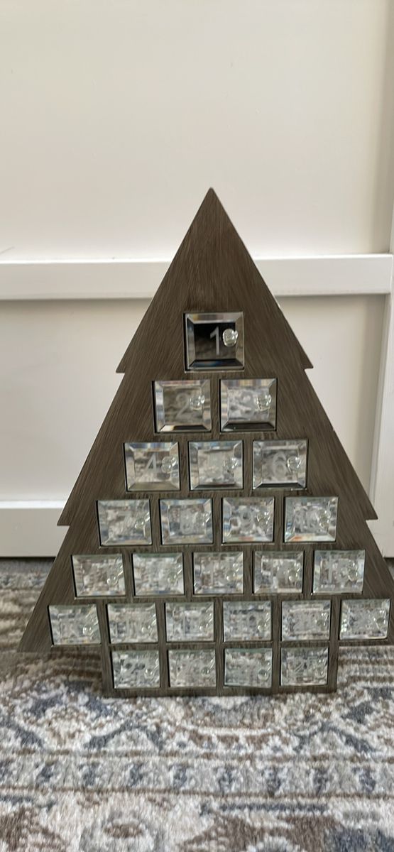 Threshold Mirrored Doors Tree Shaped Silver Advent Calendar 15” Tall