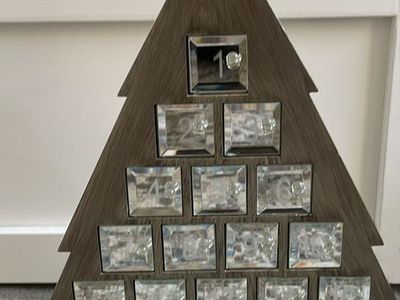 Threshold Mirrored Doors Tree Shaped Silver Advent Calendar 15” Tall
