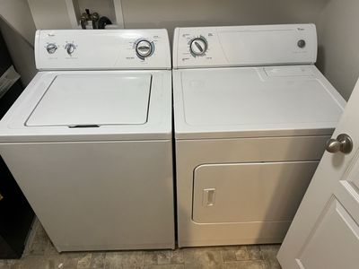 Whirlpool White Top Load Washer & Electric Dryer Set - Large Capacity, Gently Used