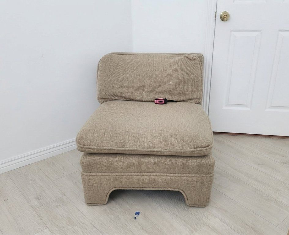 Beige Armless Accent Slipper Chair Upholstered Lounge Chair