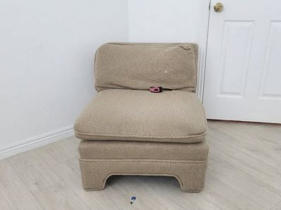 Beige Armless Accent Slipper Chair Upholstered Lounge Chair