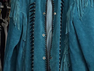 Blue Suede fringe Jacket