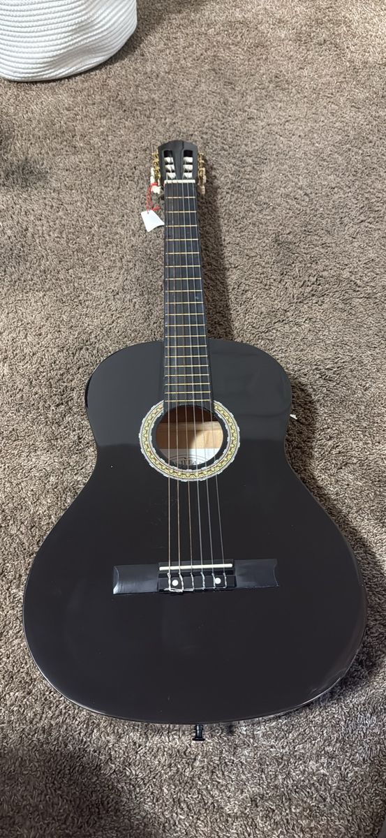 New Guitar Classic MSA Black Acoustic Guitar 4/4 Size Full Size Beginner Instrument