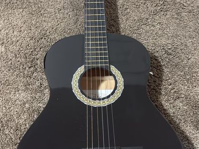 New Guitar Classic MSA Black Acoustic Guitar 4/4 Size Full Size Beginner Instrument