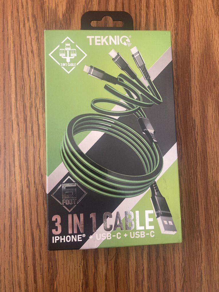 I-Phone And Double USB-C Charging Cable 6 Foot New