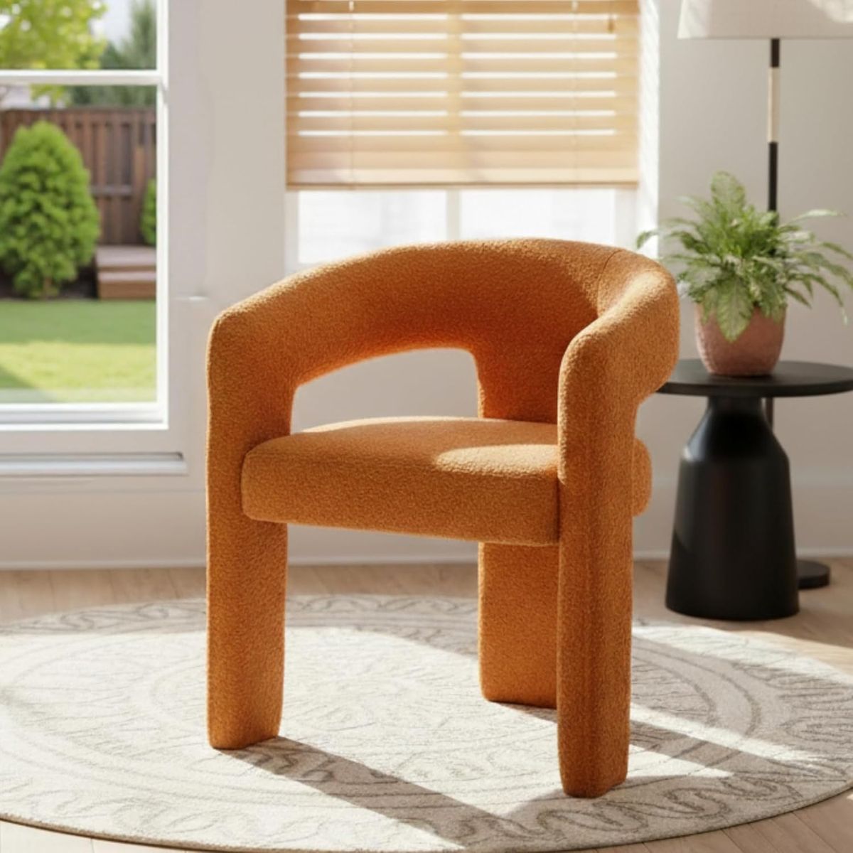 Modern Comfy Upholstered Fluffy Accent Chair, Set of 1