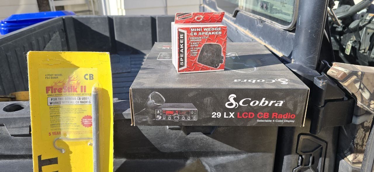 Cobra CB Radio, Firestik Antenna & Speaker Combo — New in Box