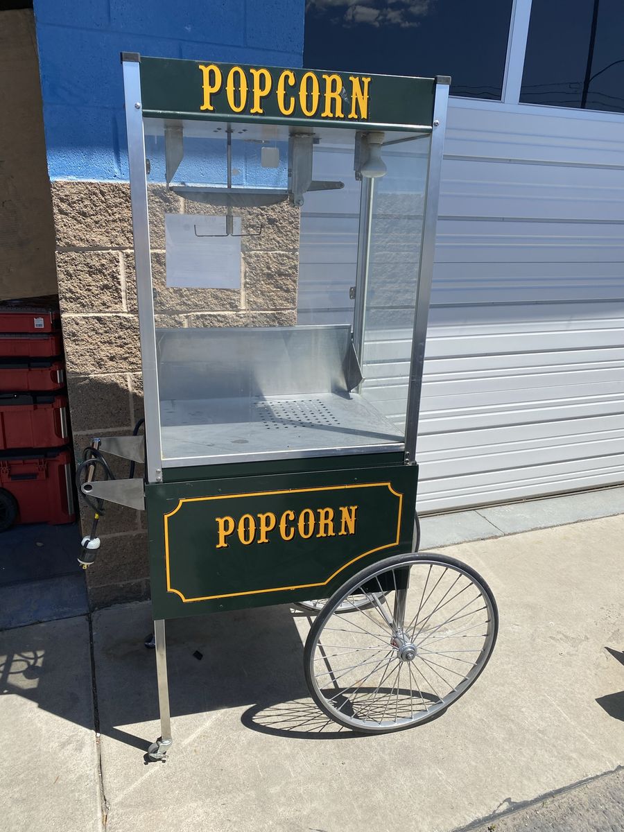 Vintage Style Popcorn Machine & Cart - Commercial Grade, Dark Green & Gold