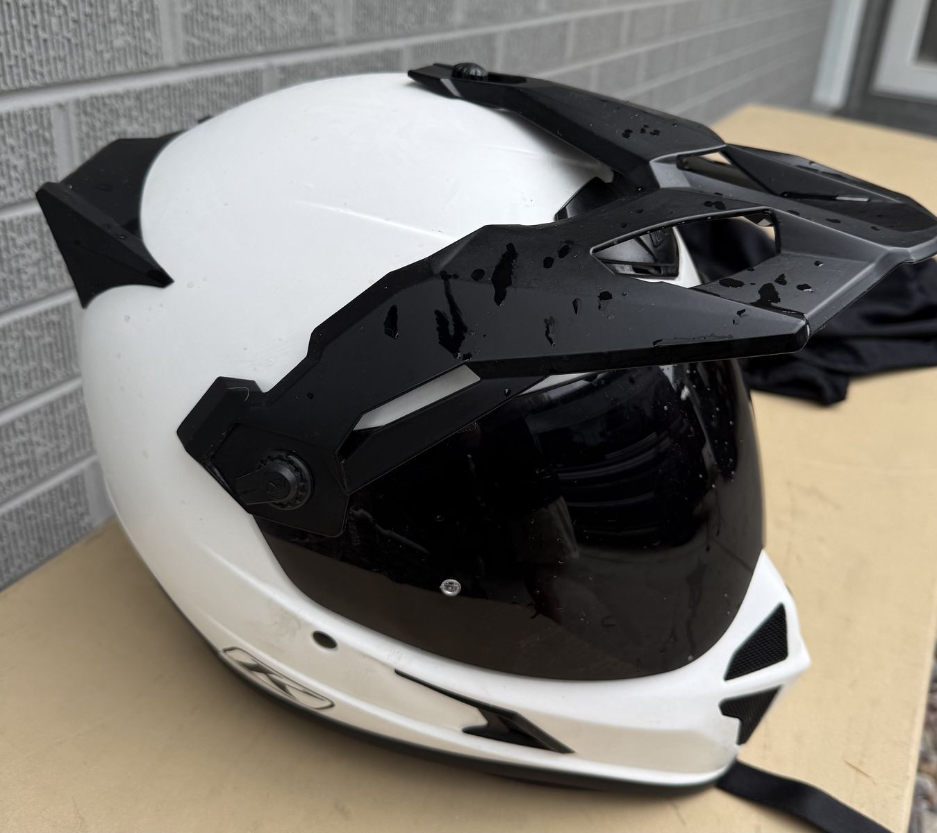 KLIM Krios Karbon Adventure Helmet, White, with Cardo audio system