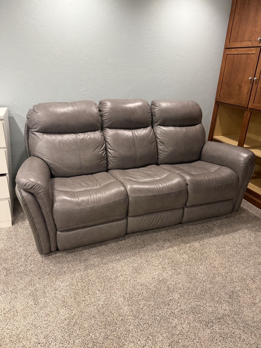Gray Leather Sofa