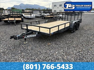 7'x16' Lamar UC Tandem Axle Utility Trailer - 7K GVWR - Dovetail, Ramp Gate, Tube Top Rail