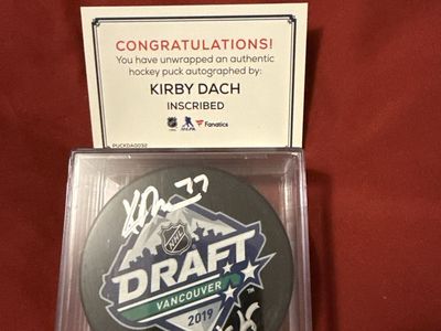 Kirby Dach Autographed Inscribed NHL 2019 Draft Vancouver Hockey Puck #3rd Pick Fanatics