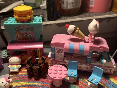Hello Kitty Building Block Set Lot Boba Tea Shop Burger Shoppe Ice Cream Truck Figures