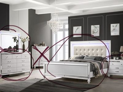 White LED light up bedroom set