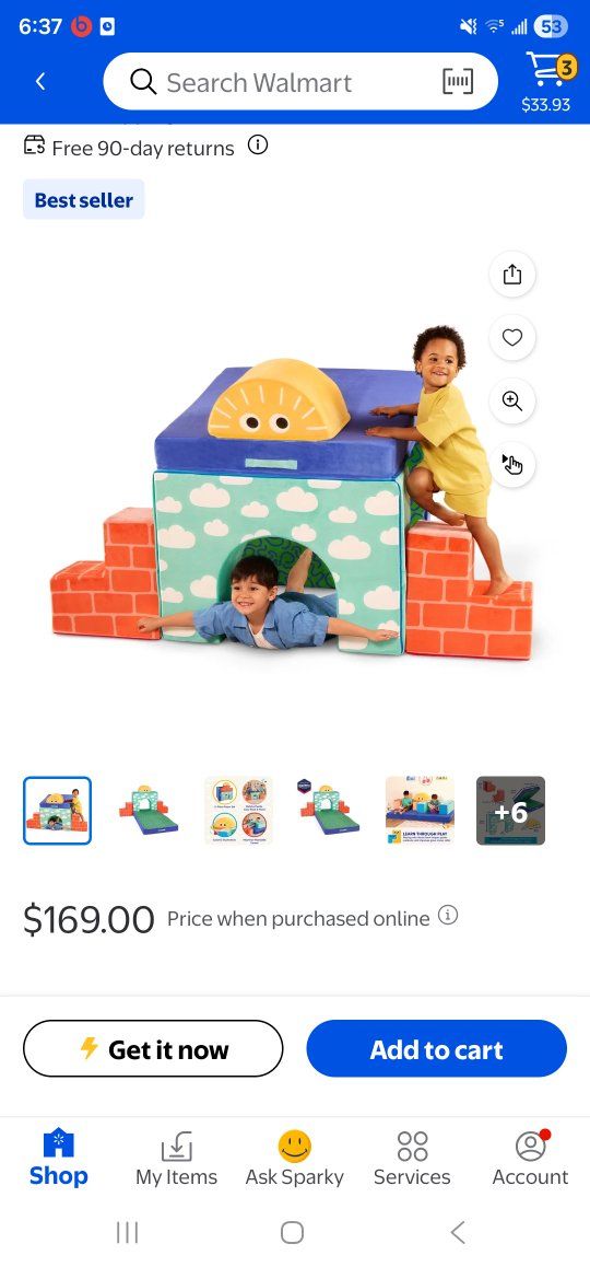 Battat Play Space Cloud Castle Foam Fort Building Set