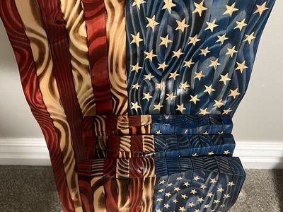 Hand carved wavy wood flags