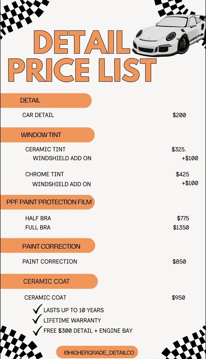 Car detail+tint+ ppf+ ceramic coat+paint correction
