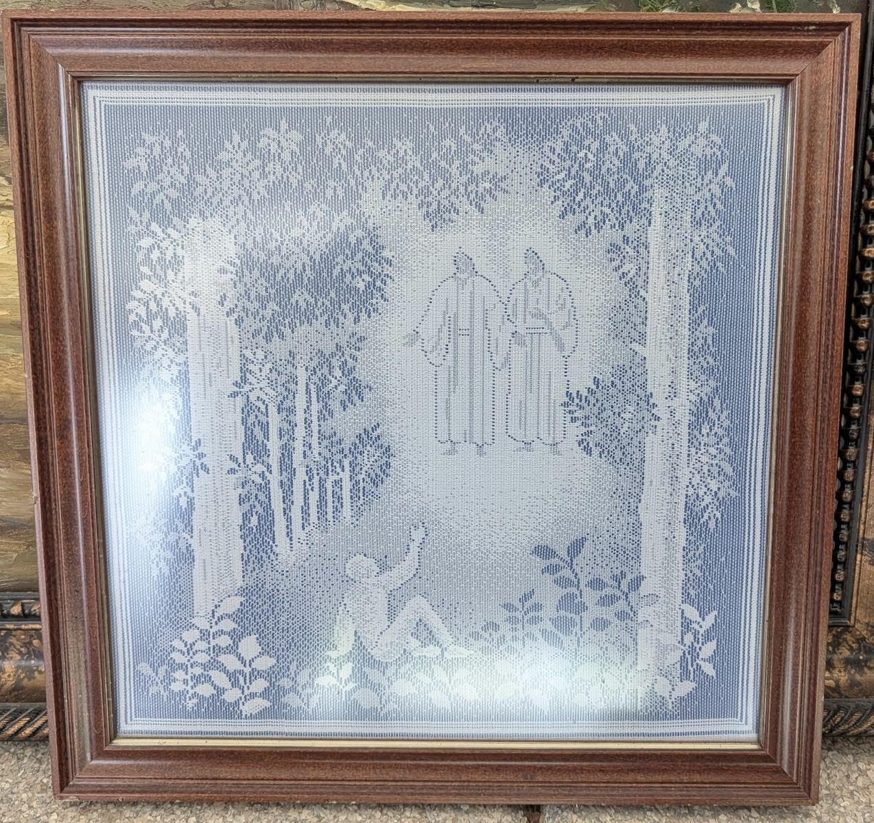 Framed First Vision Lace Art / Textile Wall Décor - $20